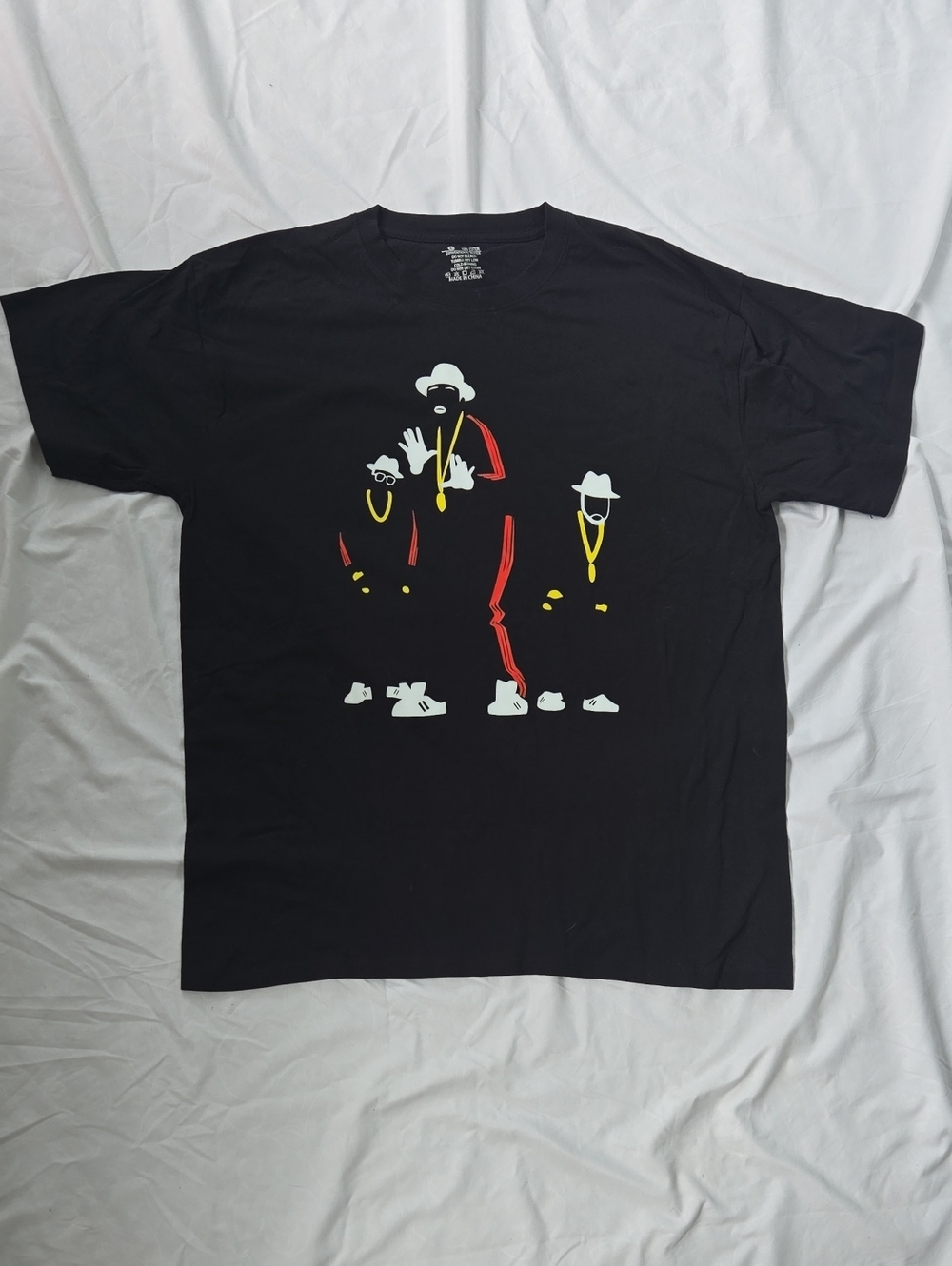 Men's/Unisex Black Graphic Tee Of 3 Old School Rappers, Colorful Iron On
